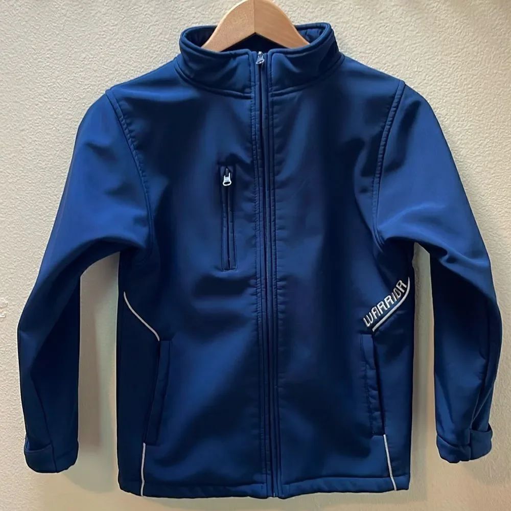 Warrior zip up jacket.  Fleece lined. Zip pockets. Size youth large. Hockey.